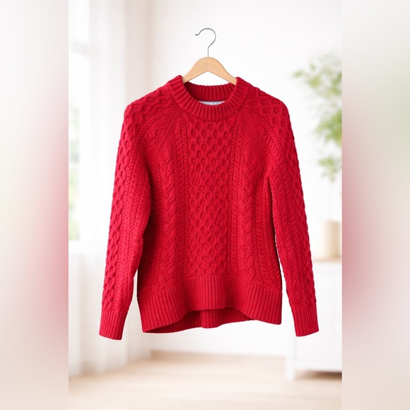 J. Crew Sweaters - J. Crew Classic Red Cable Knit Sweater